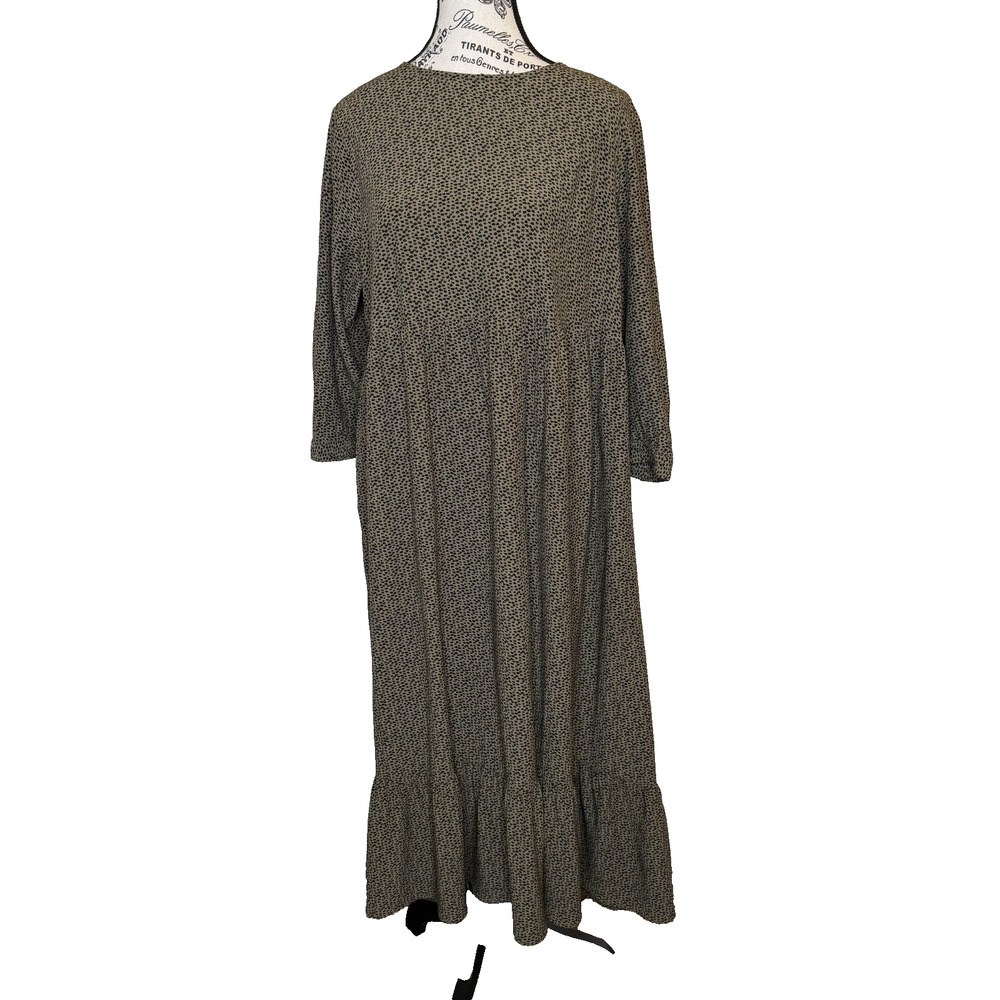 Loft Women’s Maxi Dress Granny Gown Size Medium Ruffled Bottom Olive Green